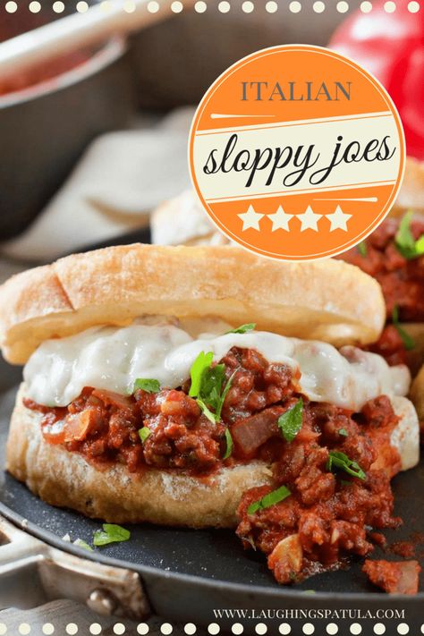 These Sloppy Joes Italian Style are like that hunk of bread you dip in the spaghetti sauce pot...only you make a meal of it! Super easy fresh and fast. Your family will love these! #sloppyjoes #italiansandwich #easygroundbeefrecipes Italian Sloppy Joes, Easy Sandwiches, Real Food Dinner, Vegetable Soups, One Skillet Meals, Sloppy Joes Recipe, Mood Food, Ground Beef Recipes Easy, Sloppy Joe