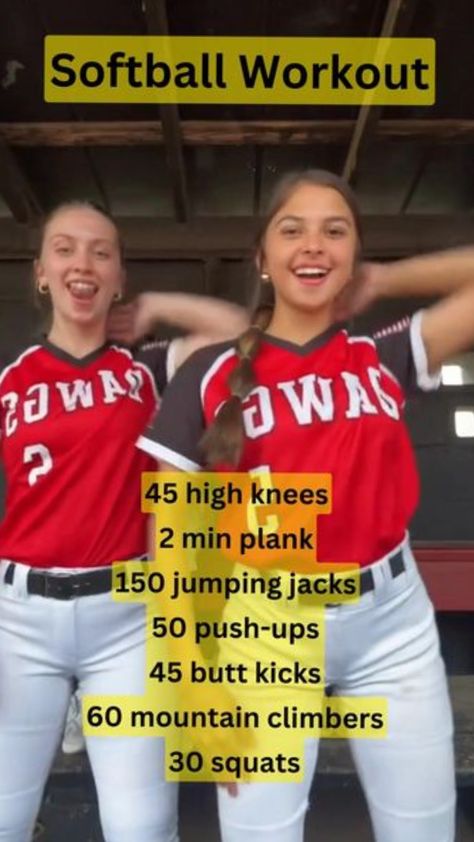 #softball #workout Softball Catcher Workouts, Softball Batting Drills, Softball Workouts At Home, Softball Games, Quick Morning Workout, Softball Workouts, Softball Drills, Softball Stuff, Softball Training