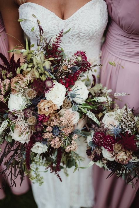 Maroon And Dusty Rose Wedding Bouquets, Mulberry Flowers Wedding, Rose And Maroon Wedding, Mulberry Wedding Bouquets, Mulberry And Sage Wedding Colors, Dusty Rose Fall Wedding Color Schemes, Dusty Rose Flower Bouquet, Cinnamon Rose Wedding Flowers, Rosewood Wedding Decor