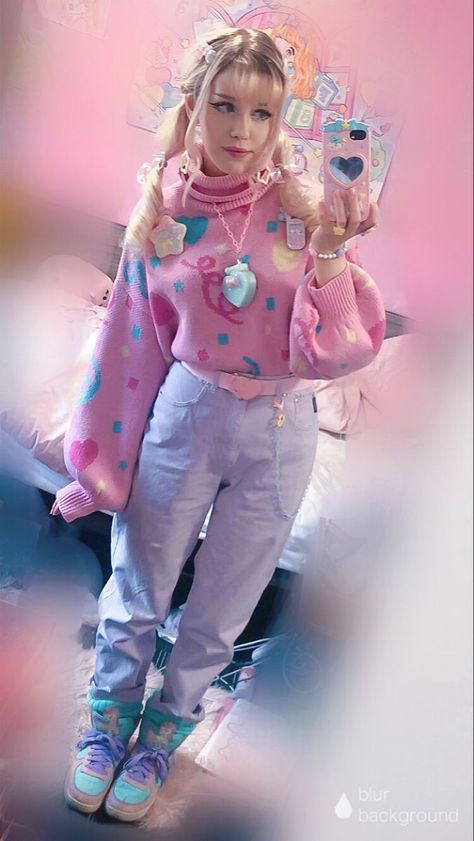 Yume Kawaii Outfit Ideas, Yume Kawaii Aesthetic Outfits, Candy Core Outfits, Pastelcore Outfits, Trans Pride Outfit, Candycore Aesthetic Outfits, Pop Kei Fashion, Pastel Kidcore Outfits, Webcore Fashion