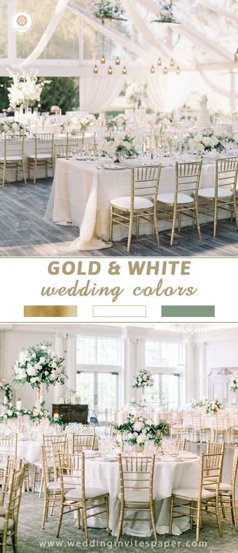 Green And White Colour Scheme, Green White And Gold Outdoor Wedding, White And Gold Wedding Themes Simple, Wedding Color Gold And White, Elegant Wedding Schemes, Gold Sage White Wedding, White And Gold Color Palette Wedding, Green Gold Ivory Wedding Color Schemes, Green White Wedding Color Palette