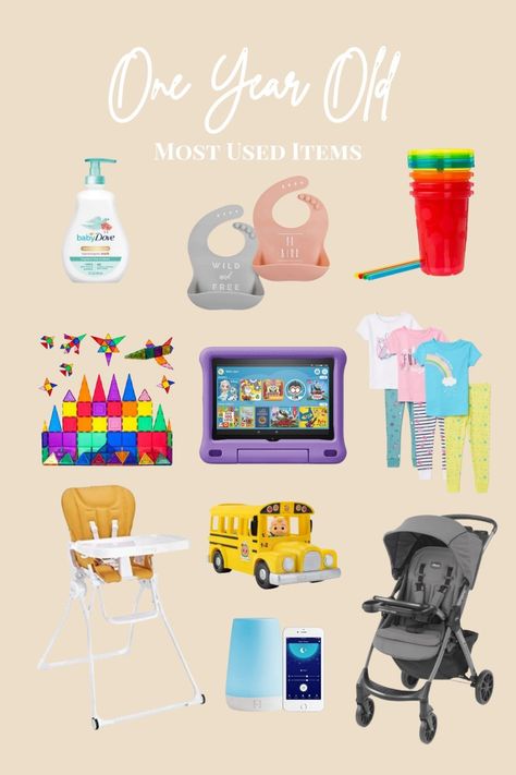 Most used items for my one year old. Walmart Pajamas, Cocomelon Bus, Toddler Must Haves, Old Apps, Chicco Stroller, Magnet Tiles, Compact Stroller, Teaching Shapes, Silicone Baby Bibs