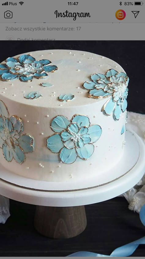 Blue Themed Cake, Modern Birthday Cakes, Vintage Birthday Cakes, Elegant Birthday Cakes, Classic Wedding Cake, Simple Cake Designs, 1st Birthday Cakes, Mini Cakes Birthday, 40th Birthday Cakes