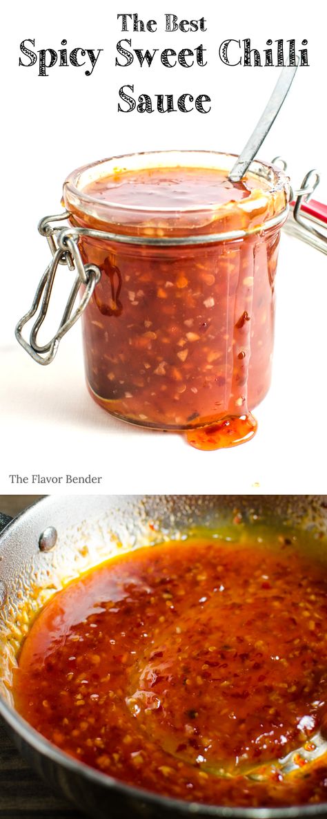 Spicy Sweet Chilli Sauce - Easy to make, absolutely delicious, with an extra kick of spice this is the BEST Sweet chilli sauce you will EVER have! Perfect dip/ sauce for gatherings like The Super Bowl, Game day or any of party! #SweetChiliSauce #DippingSauce Sweet Chili Sauce Recipe, Chili Sauce Recipe, Keto Sauces, Mapo Tofu, Cheesecake Dip, Sweet Chilli Sauce, Savory Sauce, Sweet Chilli, Sweet Chili Sauce