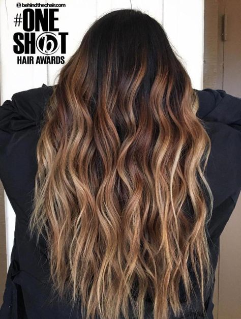 Caramel-To-Bronde Ombre Highlights #brunettehair Caramel Hair Highlights, Caramel Balayage Highlights, Caramel Blonde Hair, Brown Ombre Hair, Hair Color Caramel, Ombre Highlights, Caramel Hair, Caramel Highlights, Brown Hair Balayage