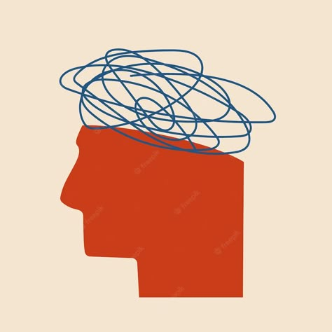 Premium Vector | A human head with a tangle of confused thoughts above it vector isolated illustration psychological health concept Confused Thoughts, Confused Feelings, Human Head, Human Emotions, Under Pressure, Phone Themes, Emotional Intelligence, Social Media Design, Tangled