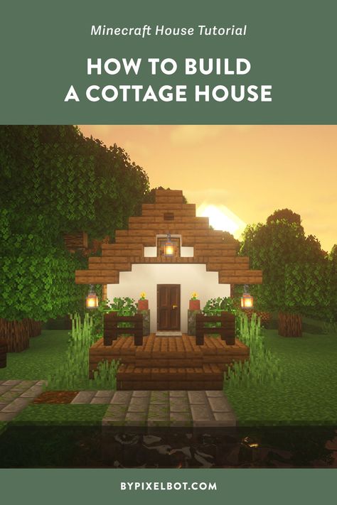 Learn how to build the most perfect cozy cottage in Minecraft. This small 5x5 house comes with a bed, two furnaces, crafting table, plenty of storage, armor stand, front porch, and a small wheat farm. This is also a very simple house layout if you want to use different materials. #minecraft #minecrafthouse #minecraftbuild #minecraftdesign Cottage In Minecraft, Chalet Minecraft, Minecraft Cottage House, Minecraft Small House, Wheat Farm, Cottage Minecraft, Minecraft House Ideas, Armor Stand, Minecraft Houses Survival