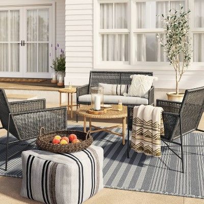 Threshold Designed W/studio Mcgee : Outdoor Furniture : Target Farmhouse Deck, Townhouse Backyard, Coastal Modern Farmhouse, Mcgee Target, Wild Plum, Sky House, Studio Mcgee Target, Wicker Coffee Table, Deck Decor