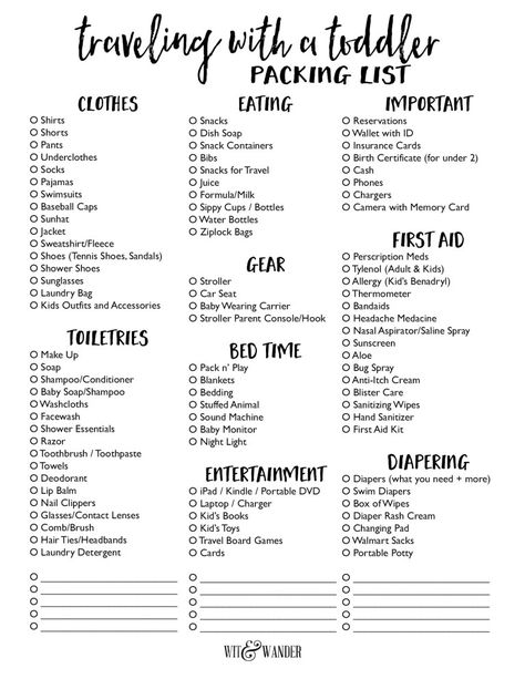 Toddler Travel Checklist, Packing List For Florida, Family Vacation Packing List, Toddler Packing List, Packing List Kids, Beach Trip Packing, Baby Packing List, Traveling With A Toddler, Packing List For Disney