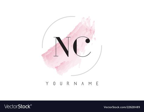 Nc Logo, Pink Brush, Craft Logo, Watercolor Lettering, Letter Logo Design, Business Branding, Letter Logo, Design Resources, Pastel Pink