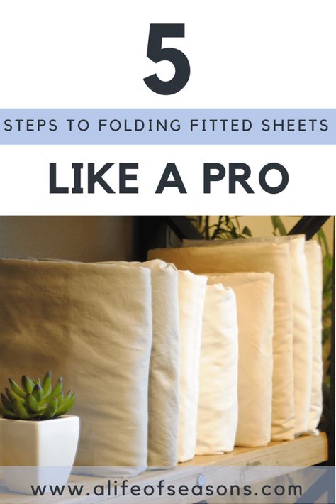 How to Fold Fitted Sheets Like a Pro • A Life of Seasons How To Fold Sheets, Fold Sheets, How To Fold Sweaters, Neat Closet, Organising Ideas, Folding Fitted Sheets, Diy Space Saving, House Organization, Diy Space