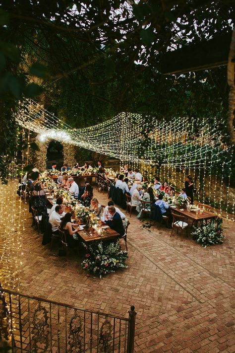 Garden Small Wedding, Garden Lights Wedding, Small Wedding Garden, Modern Intimate Wedding, Micro Garden Wedding, Garden Wedding Lights, Wedding In A Garden, Wedding Set Up Outdoor, Small Wedding Themes