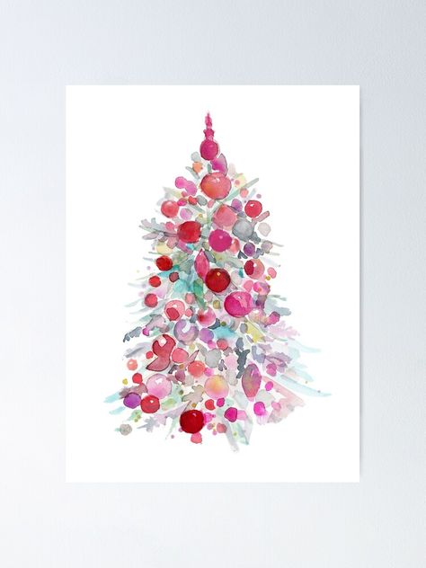 Simple Watercolor Christmas Tree, Watercolour Christmas Tree, Watercolor Christmas Trees, Christmas Tree Watercolor, Christmas Tree Pink, Holiday Watercolor, Painting 101, Travel Art Journal, Paintings Ideas