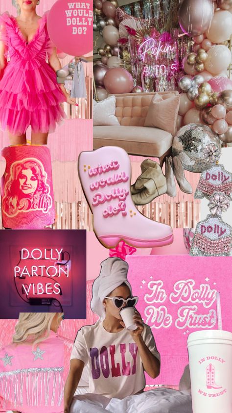 Dolly Parton Bachelorette Party Outfit, Dolly Parton Wedding Theme, Bachelorette Party Dolly Parton, Dolly Disco Party, What Would Dolly Do Party, Dolly Party Ideas, Dolly Themed Bachelorette Party, Dolly Parton Themed Bachelorette Party, Dollywood Bachelorette