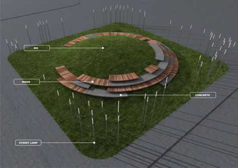 Green Hill / Tengiz Alaverdashvili Landscape Stairs, Landform, Public Space Design, Landscape Architecture Design, Urban Furniture, International Design, Urban Architecture, Landscape Plans, Parking Design