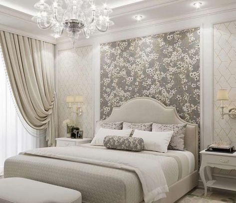 bedding would still complement this glamorous look while offering a slightly more understated iteration. Though the sparkly duvet cover really cements the Essex Glamour look. Advertisements Posh Bedroom, French Bedroom Decor, Beige Bedroom Decor, Silver Bedroom, Elegant Bedroom Decor, Classy Bedroom, Beige Bedroom, Luxury Bedroom Design, Relaxing Bedroom