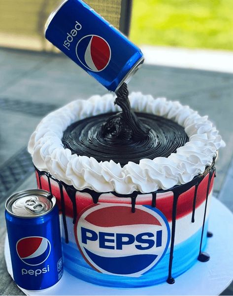 Pepsi Cake Ideas, Pepsi Cola Cake, Pepsi Theme Party, Pepsi Birthday Party Ideas, Pepsi Cake Design, Pepsi Cake, Cake Design Images, Soda Cake, Coca Cola Cake