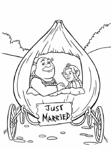 Shrek Wedding, Wedding Coloring Pages, Barbie Coloring Pages, Kids Coloring Book, Colouring Printables, Cartoon Coloring Pages, Disney Coloring Pages, Coloring Pages To Print, Cute Coloring Pages