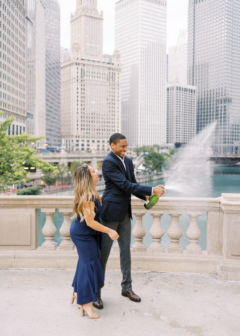 Wrigley Building Engagement Photos, Building Engagement Photos, Plus Size Engagement Photos, Champagne Spray, Miami Pictures, Chicago Luxury, Chicago Engagement Photos, Outdoor Engagement Photos, Chicago Engagement