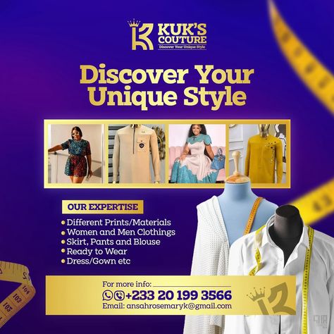 Flyer Design For Kuk’s Couture #brand #fashion Fashion Design Flyer Designs, Fashion Design Flyer, Fashion Flyer Design, Fashion Flyer, Instagram Flyer, Printed Materials, Flyer Template, Flyer Design, Fashion Designer