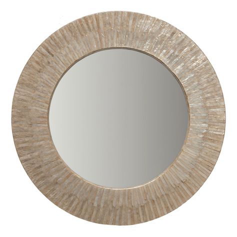 KOUBOO Round Capiz Seashell Sunray Wall Mirror - 24W x 24H in. Beach Mirror, Round Wood Mirror, Coastal Mirrors, Beachfront Decor, Shell Mirror, Wood Framed Mirror, Wood Wall Mirror, Beautiful Mirrors, Round Wall Mirror