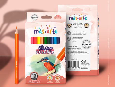 Packaging and Mockup - Colored Pencils by Rosa Elemil Martinez Color Pencil Packaging Design, Color Pencil Packaging, Stationery Packaging Design, Pencil Packaging Design, Color Branding Design, Pencil Box Design, Pencil Packaging, Kids Packaging, Kids Stationary