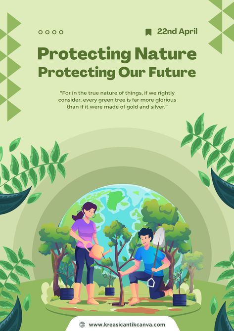 👉CLICK THE LINK TO EDIT!💻✨   Celebrate Earth Day with this vibrant poster design from Us! Highlighting the beauty of our planet, this template is perfect for spreading awareness and inspiring action for environmental conservation. Customize it with your Earth Day event details using Canva's easy editing tools. Let's come together to protect and cherish our precious Earth! #EarthDay #CanvaDesign #PosterTemplate #EnvironmentalConservation  👣 Follow us too! 🌟 @kreasicantikcanva