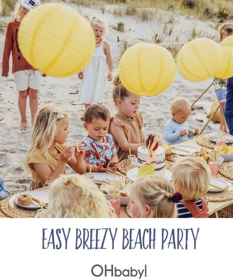 Laid-back and relaxing beach party. Great food and styling ideas #beachlife #birthdayparty #birthdayinspo #ohbabymagazine Rainbow Beach Party, 3rd Birthday Beach Party, Toddler Beach Birthday Party, Beach Food Party, Beach Kids Party, Beach Party For Kids, Beach First Birthday Party, Beach Bday Party Ideas, Beach Birthday Party For Kids