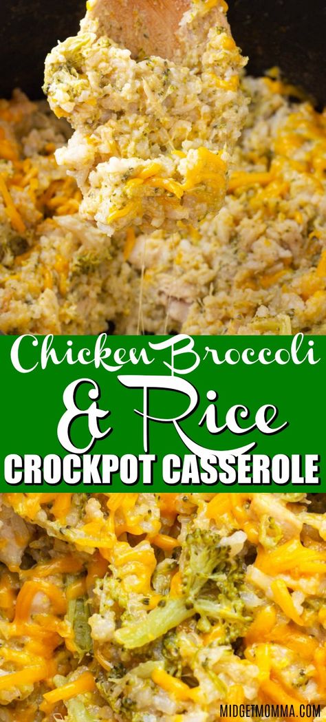 Crockpot Chicken And Rice With Broccoli, Cheesy Chicken And Rice Crockpot Recipes, Crockpot Chicken And Rice Casserole, Chicken Broccoli Crockpot, Crockpot Chicken Casserole, Crockpot Rice Recipes, Crockpot Chicken And Rice, Rice Crockpot, Chicken Broccoli And Rice Casserole