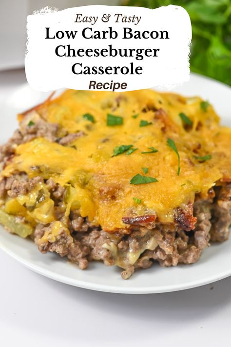 Low Carb Bacon Cheeseburger Casserole Low Carb Bacon Cheeseburger Casserole, Low Carb Cheeseburger Casserole, Popular Casseroles, Cheeseburger Casserole Recipe, Bacon Cheeseburger Casserole, Bacon Casserole, Cheeseburger Casserole, Cheesy Casserole, Beef Casserole Recipes