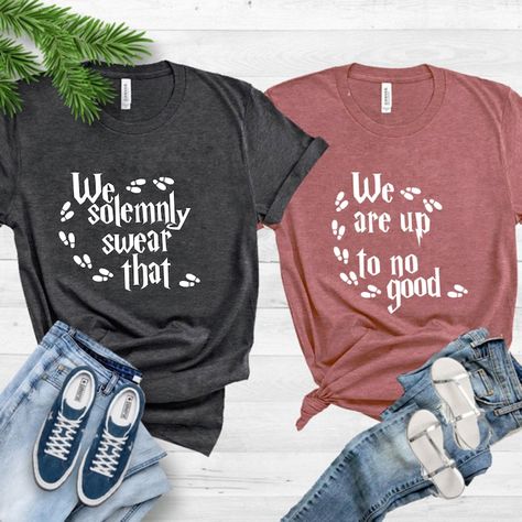 We Solemnly Swear That We Are up to No Good Shirt Couple | Etsy Hubby Wifey Shirts, Wifey Shirt, Best Friend T Shirts, Disney Couple Shirts, Matching Couple Gifts, Married Shirt, Engaged Shirts, Honeymoon Shirts, Best Friend Shirts