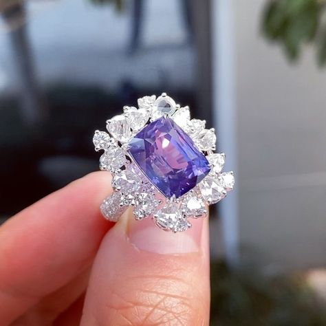 Violet Sapphire Ring, Violet Sapphire, Gem Ring, Jewelry Art, Sapphire Ring, Heart Ring, Diamond Cuts, Violet, Sapphire