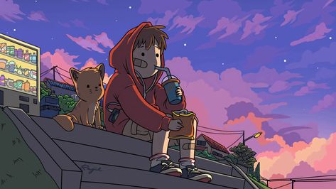 Lofi Aesthetic Wallpaper Horizontal, Lofi Laptop Wallpaper Hd, Ghibi Scene Wallpaper Laptop, Lo Fi Wallpaper Desktop, Lofi Illustration Wallpaper Desktop, Lofi Background, Uhd Wallpaper, Drawing Wallpaper, For Desktop