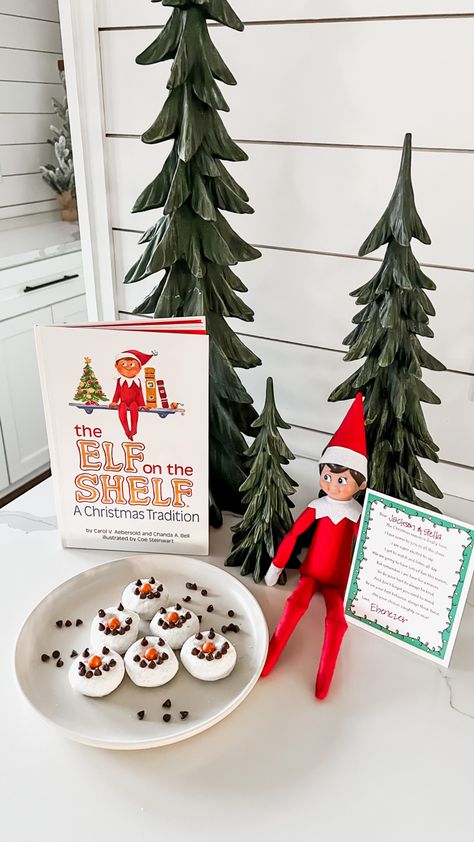 Elf Powdered Donut, Diy Powdered Sugar, Elf Is Back, Snowman Donuts, Easy Elf On The Shelf, Christmas Activities For Families, Easy Elf, Powdered Donuts, Christmas Games