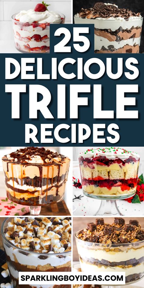 Delight in the holidays with our easy trifle recipes. These Christmas trifles are the perfect addition to your holiday desserts menu. Dive into the layers of indulgence with our Christmas desserts. Whether it's a berry trifle recipe or a chocolate trifle, we've got your Christmas treats covered. Create easy trifle desserts that will leave your guests craving more. Elevate your celebration with fruit trifles, a refreshing twist on a classic. Enjoy the season with our trifle desserts. Chocolate Cake Trifle Recipes, How To Make A Trifle Dessert, Desert For Christmas Dinner, Chocolate Triffle Recipes, Cookie Trifle Desserts, How To Make Fruit Triffle, Trifold Desserts, Best Christmas Trifle Recipes, Trifle Dish Desserts