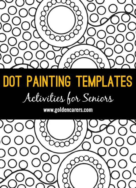 Indigenous Australians use plant shoots, Echidna quills and small twigs to paint their Dreamtime stories. Here are 12 Dot Painting Templates to enjoy with the elderly. Elderly Painting Activities, Dot Art Templates Free Printable, Dotting Painting Ideas, Aboriginal Art For Kids Free Printable, Beginner Dot Painting, Dot Painting Ideas Simple, Dot Painting Patterns For Beginners Free, Metis Dot Art, Dot Painting Ideas Patterns