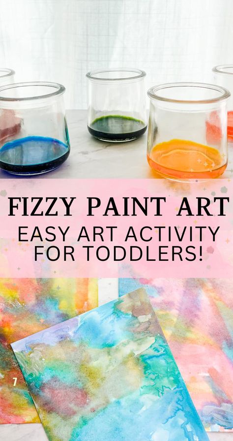 These fizzy paintings are  a great art activity for toddlers and preschoolers! Kids will love watching their baking soda paintings fizz up and it makes a fun stem science experiment for toddlers as well!! Stem Crafts For Preschoolers, Fizzy Art Baking Soda Painting, Spray Bottle Art Preschool, Fizzy Painting For Kids, Easy Eyfs Activities, Stem Art For Toddlers, Painting Projects For Toddlers, Five Senses Sensory Bin Preschool, Food Coloring Activities For Toddlers