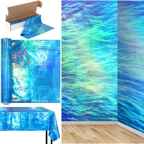 PRICES MAY VARY. Package Include - you will get 1 roll of plastic ocean waves tablecloths in iridescent blue,shimmery metallic look,shows different color effects under different light,will bring you a wonderful experience,it’s great for surf, pool ,under the sea and water themed party decorations.（One roll is equal to 12pcs rectangular tablecloths of 54*108 inches） Cuttable Size - this roll plastic tablecloth full unfold size measures about 1.37 meters/4.5ft wide and 30.5 meters/ 100ft long,This Island Theme Decorations, Under The Sea Party Backdrop, Aquatic Decorations Party, Under The Sea Gala Theme, Mermaid Halloween Decorations, Disney World Party Decorations, Wave Theme Party, Under The Sea Birthday Decorations, Under The Sea Party Decor