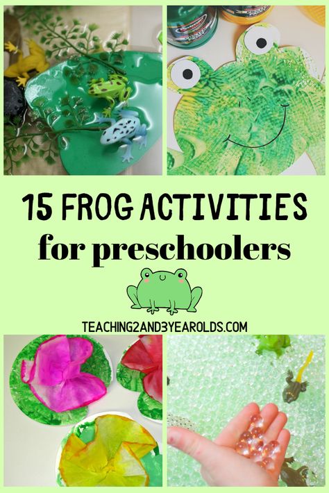 Looking for fun preschool frog activities? This collection includes 15 hands-on ideas that include art, sensory and science! #frogs #science #art #sensory #finemotor #preschool #toddlers #age2 #age3 #age4 #printables #teaching2and3yearolds Frog Activities For Preschool, Frog Theme Preschool, Frog Crafts Preschool, Frogs Preschool, Frog Activities, Lifecycle Of A Frog, Frog Theme, Frog Life, Frog Crafts