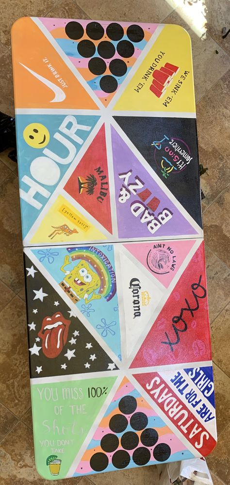 Bad And Boozy Beer Pong Table, Pong Table Painted, Bp Table, Cup Pong, Drinking Table, Beer Pong Table Diy, 8ft Table, Diy Beer Pong, Diy Beer Pong Table