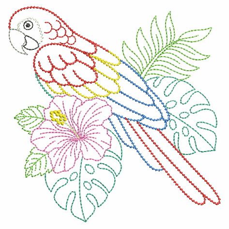 Vintage Tropical Birds | OregonPatchWorks Redwork Embroidery Patterns, Bird Embroidery Pattern, Hand Embroidery Patterns Free, Simple Hand Embroidery Patterns, Birds Embroidery Designs, Vintage Tropical, String Art Patterns, Simple Embroidery Designs, Hand Embroidery Patterns Flowers