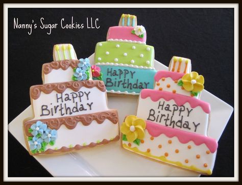 Cookie Pricing, Decorated Birthday Cookies, Happy Birthday Cookie, Tiered Cakes Birthday, Cake Decorating Courses, Wedding Cake Cookies, Cookies Theme, Birthday Cookie, Cookie Cake Birthday