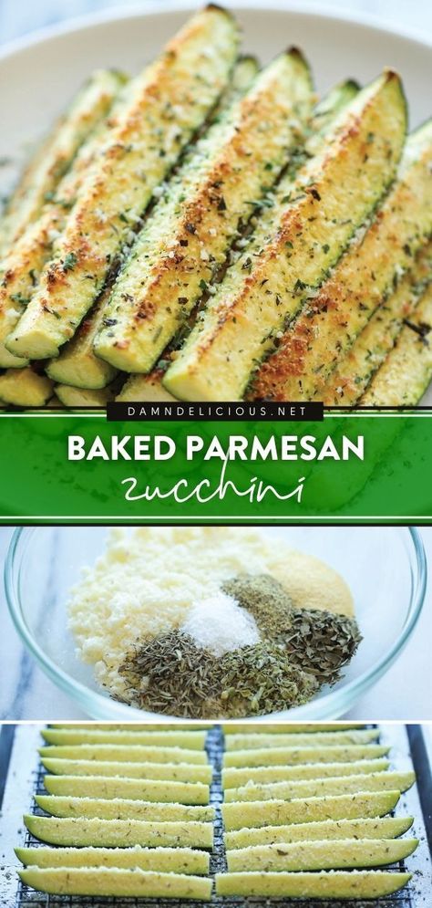 Baked Parmesan Zucchini, Snack Sani, Zucchini Sticks, Zucchini Recipe, Vegetable Side Dishes Recipes, Parmesan Zucchini, Side Dishes Recipes, Makanan Diet, Health Dinner Recipes