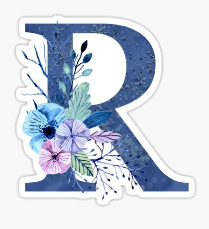 Blue Monogram R Gifts & Merchandise | Redbubble Bouquet Sticker, Calligraphy Letters Alphabet, Monogram Wallpaper, Floral Monogram Letter, Eid Card Designs, Preppy Stickers, Stylish Alphabets, Winter Bouquet, Pop Stickers