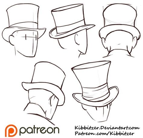 Hats Reference, Top Hat Drawing, Reference Sheet, Top Hats, Poses References, Anatomy Reference, Drawing Clothes, Drawing Poses, Drawing Reference Poses