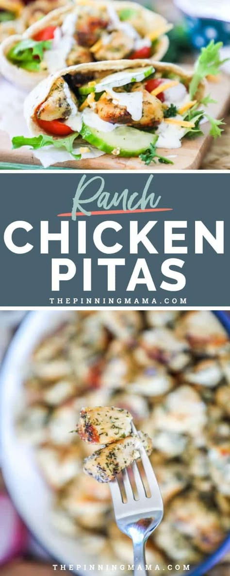 Pita Bread Chicken Recipes, Chicken Bacon Ranch Pita, Pita Sandwich Recipes, Chicken Pita Sandwich, Chicken Pita Pockets, Easy Delicious Chicken Recipes, Chicken Pita Recipes, Pita Pocket Recipes, Chicken Pitas