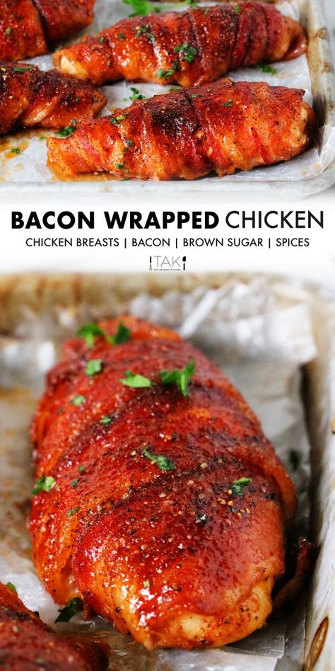 Bacon Wrapped Chicken Oven, Baked Bacon Wrapped Chicken, Bacon Wrapped Chicken Recipes, Chicken Breast With Bacon, Chicken Breast Oven, Bacon Wrapped Chicken Breast, Chicken Boneless Breast Recipes, Bbq Chicken Breast, Chicken Breast Recipes Baked