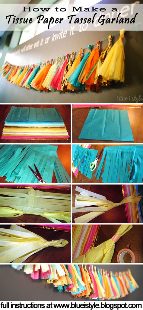 Paper Tassel Garland, Birthday Board Classroom, Tissue Tassel Garland, Diy Tassel Garland, Tissue Paper Tassel Garland, Diy Birthday Banner, Tissue Paper Tassel, Diy Banner, Origami Box