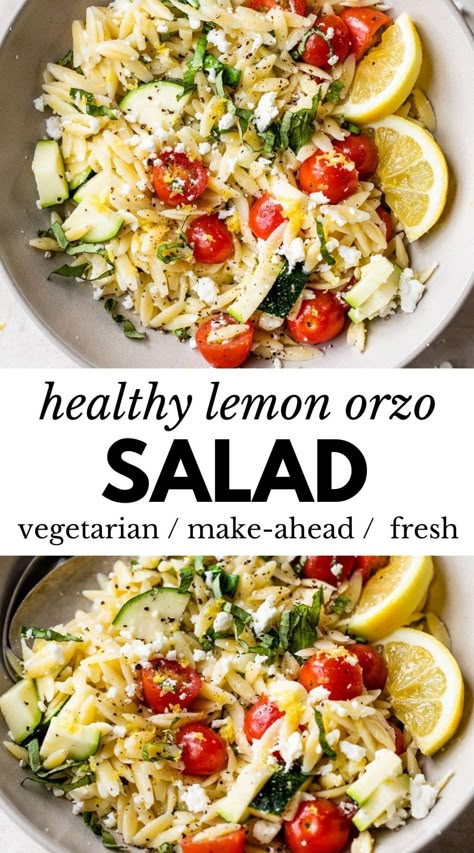 Main Potluck Dishes, Light Orzo Recipes, Orzo Parmesan, Frugal Pantry, Lemon Orzo Salad, Orzo Salad Recipes, Lemon Recipe, Lemon Orzo, Orzo Pasta Salad