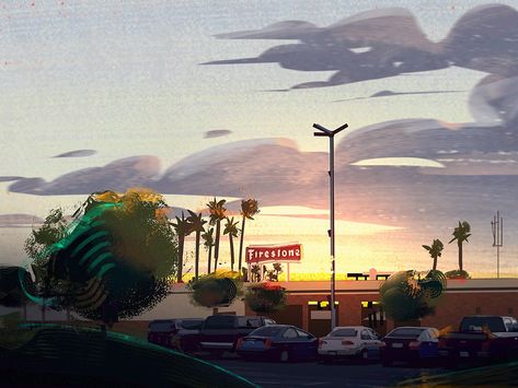 Environmental Illustration, Henry Wong, Environment Painting, Background Reference, Los Angeles Police Department, Vis Dev, Sketches Art, World Of Fantasy, Cow Art